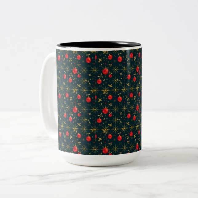 Classic Red Ornaments Christmas Coffee Mug (15 oz) (Front Left)
