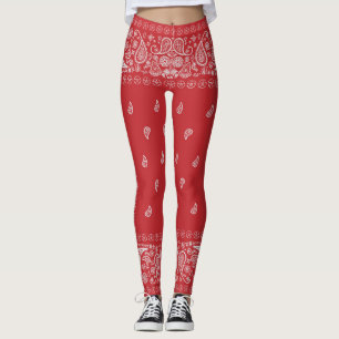 Classic Red Paisley Bandanna Design Leggings