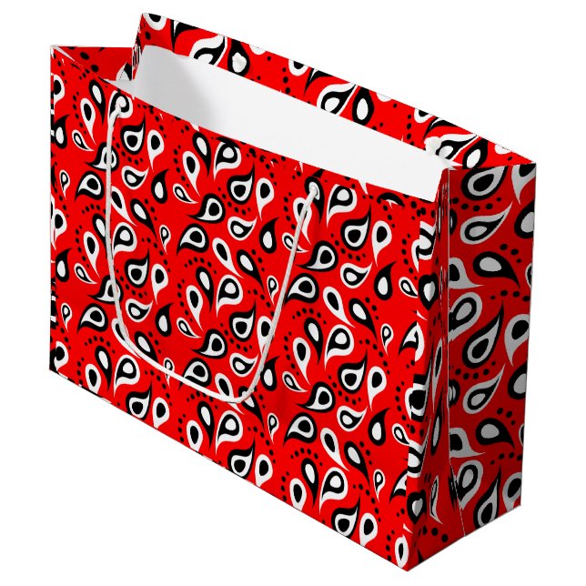 Classic Red Paisley Print Bandanna Pattern Occasio Large Gift Bag (Front Angled)