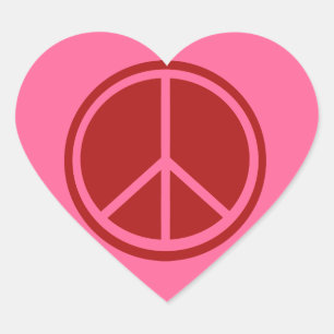 Classic Red Peace Sign Heart Sticker