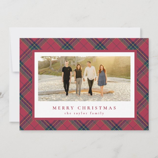 Classic Red Plaid Christmas Card (Front)
