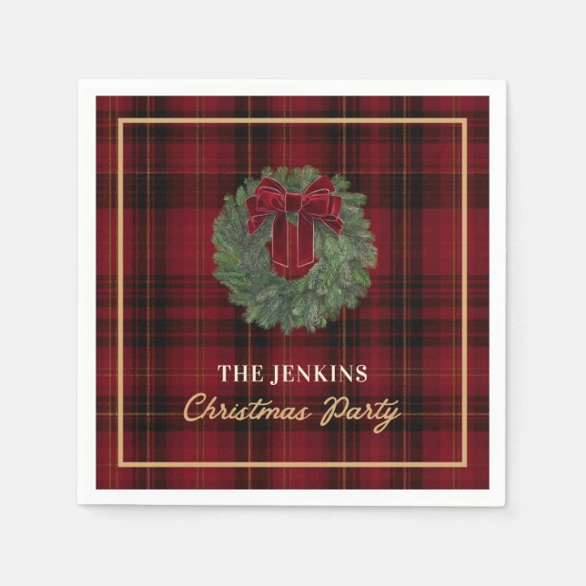 Classic Red Plaid Christmas Napkins (Front)