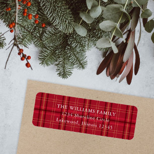 Classic Red Plaid Christmas Return Address