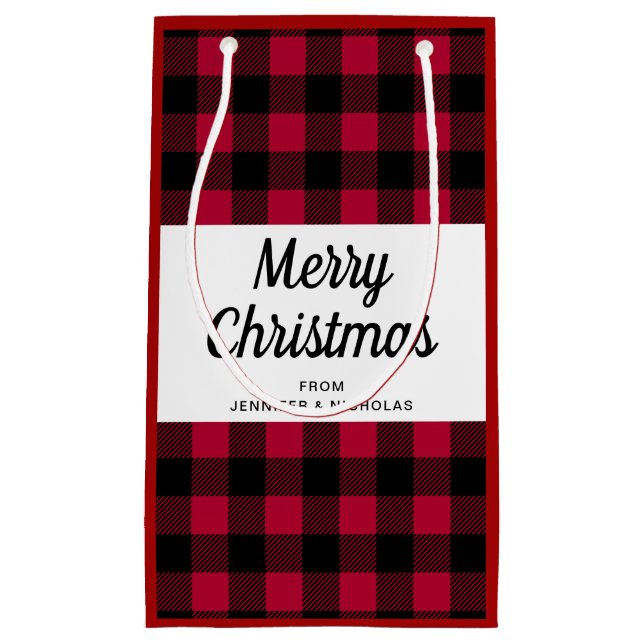 Classic Red Plaid Christmas Small Gift Bag (Front)