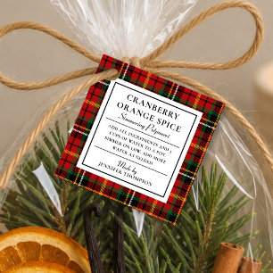 Classic Red Plaid Holiday Simmer Pot Kit Favour Tags