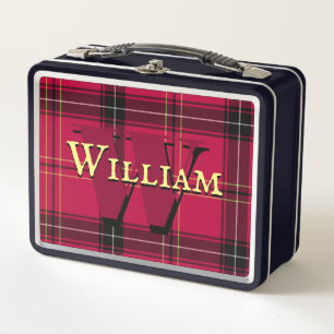 Classic Red Plaid Metal Lunch Box