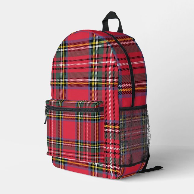 Classic Red Plaid  Printed Backpack (Back Corner Right)