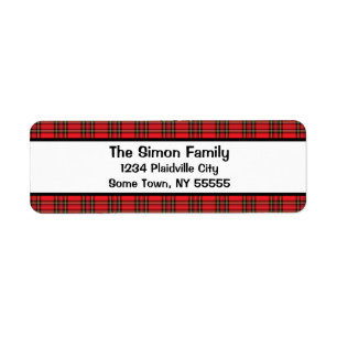 Classic Red Plaid Return Address Label