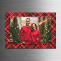 Classic Red Plaid Tartan Christmas Photo Magnet