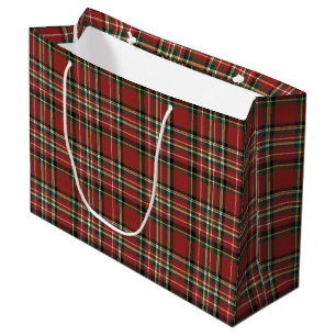 Classic Red Plaid Tartan Cozy Christmas Large Gift Bag