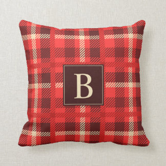 Classic Red Plaid with Any Monogram Cushion