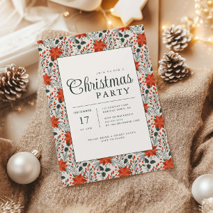 Classic Red Poinsettia Christmas Party Invitation