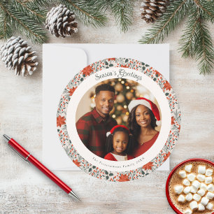 Classic Red Poinsettia Christmas Photo Card