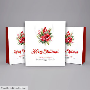 Classic Red Poinsettia Merry Christmas Holiday Bag