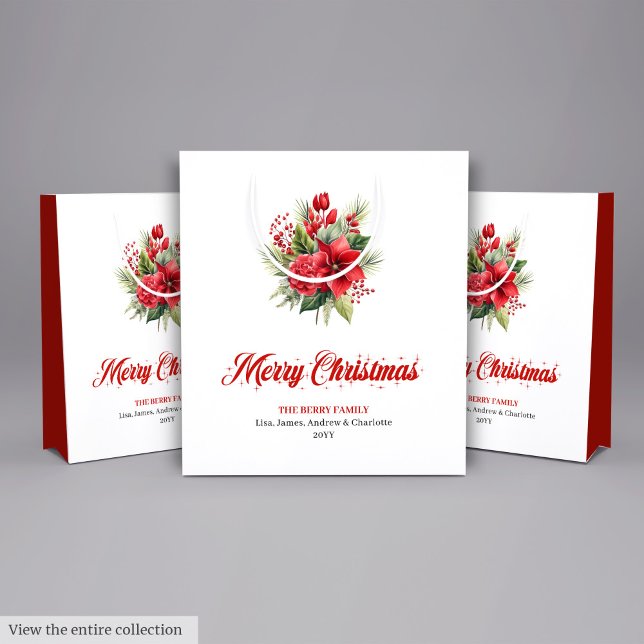 Classic Red Poinsettia Merry Christmas Holiday Bag (Classic Red Poinsettia Merry Christmas Holiday Bag)