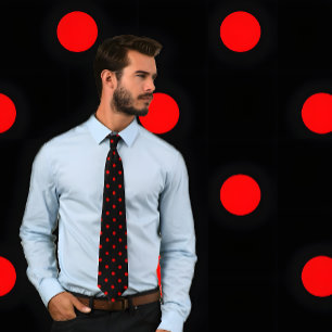 Classic Red Polka Dot Pattern on Black Tie