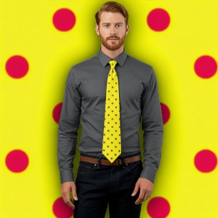 Classic Red Polka Dot Pattern on Yellow Tie