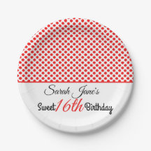 Classic Red Polka Dot Sweet 16 Birthday Custom