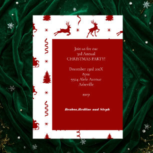Classic Red Reindeer Christmas Invitation