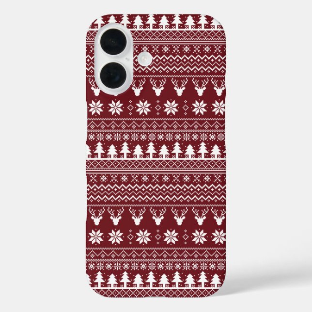 Classic Red Reindeer Christmas Sweater Pattern Case-Mate iPhone Case (Back)