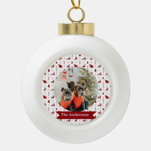 Classic Red Reindeer Christmas Tree Ornamen Ceramic Ball Christmas Ornament