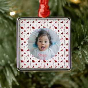 Classic Red Reindeer Christmas Tree Ornamen Metal Tree Decoration