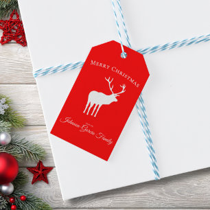 Classic Red Reindeer Elegant Christmas Gift Tags