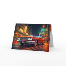 Classic Red Ride Cinematic Autos Blank Note Cards