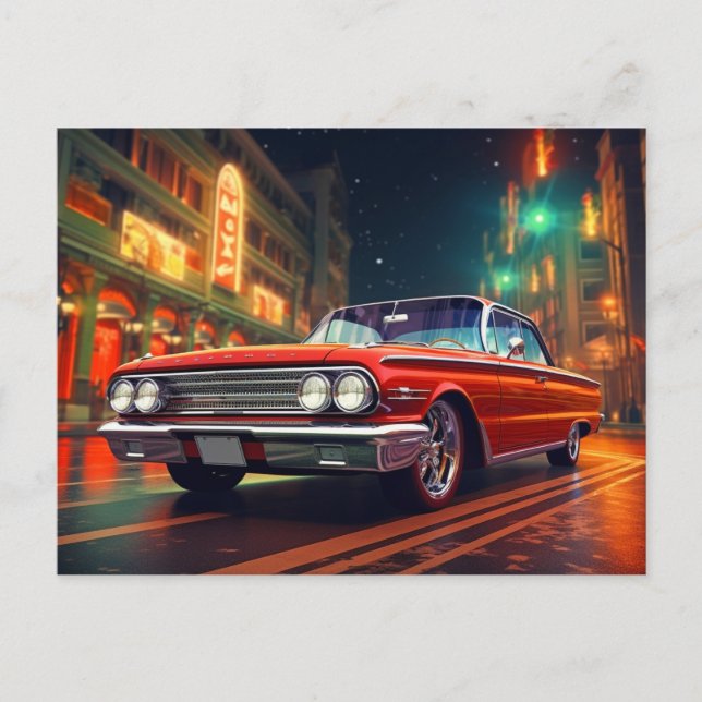 Classic Red Ride Cinematic Autos Postcards (Front)