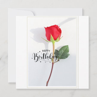 Classic Red Rose Birthday Flat Greeting Card
