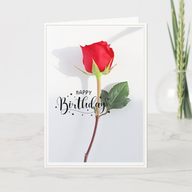 Classic Red Rose Birthday folded Greeting Card (Front)