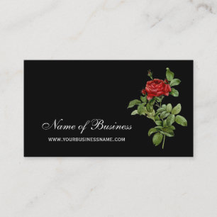 Classic Red Rose Elegant Red and Black Floral Business Card