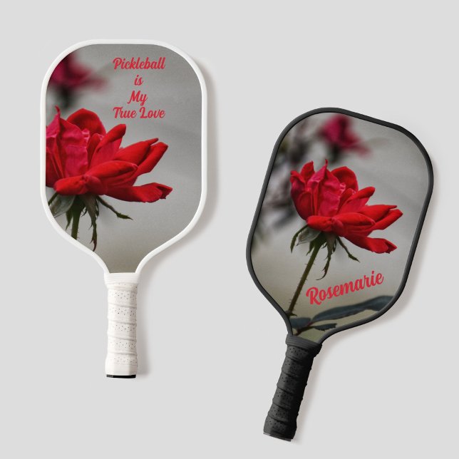 Classic Red Rose Floral Pickleball is My True Love Paddle (Creator Uploaded)