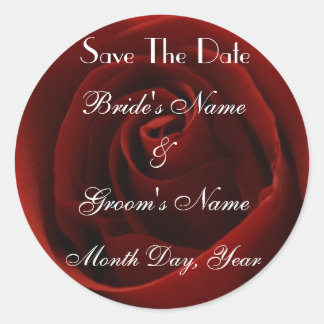Classic Red Rose Save the Date Sticker