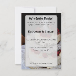 Classic Red Rose Wedding Cake Topper Elegant Invitation
