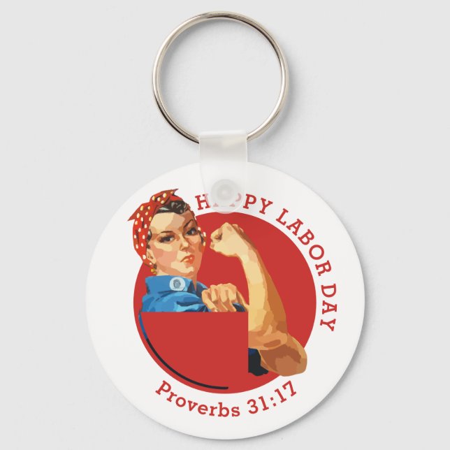 Classic Red ROSIE THE RIVETER Key Ring (Front)