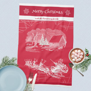 Classic Red Santa Claus Christmas Tea Towel