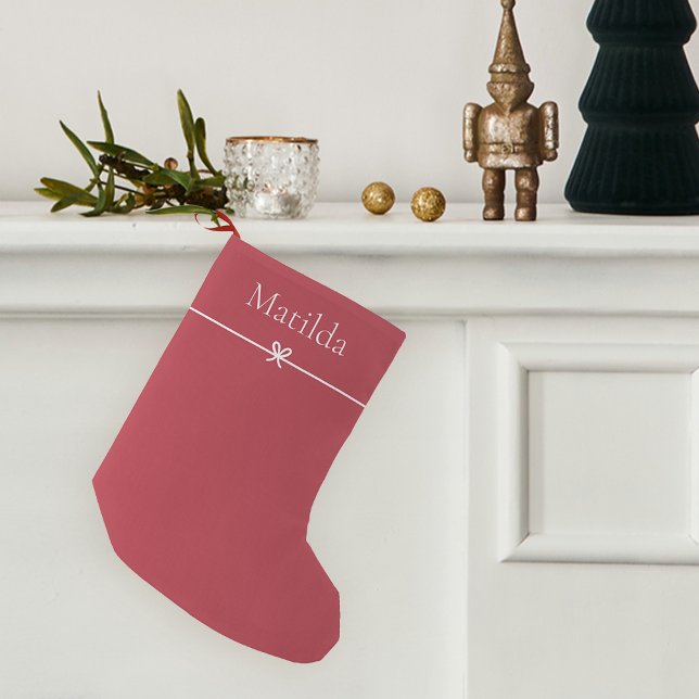 Classic Red | Simple Minimalist Bow Personalised Small Christmas Stocking (Creator Uploaded)