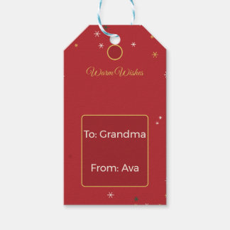 Classic Red Snowflake Warm Wishes Gift Tags