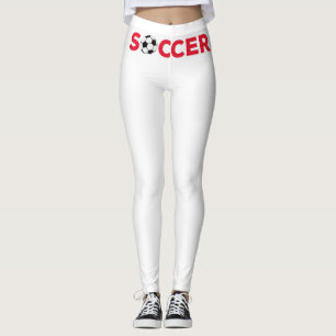 Classic Red Soccer Typography Bold Sports Fan Grap Leggings