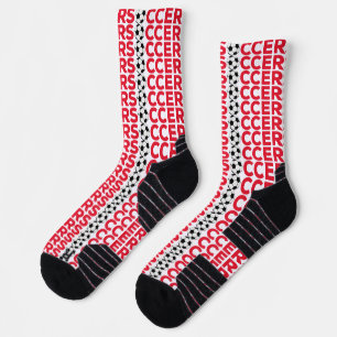 Classic Red Soccer Typography Bold Sports Fan Grap Socks