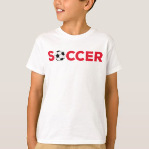 Classic Red Soccer Typography Bold Sports Fan Grap T-Shirt