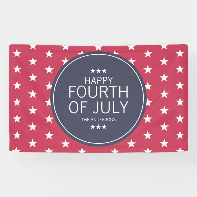 Classic Red Stars Fourth of July Independence Day Banner (Horizontal)