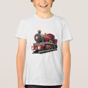 Classic Red Steam Train – Adventure Kids T-Shirt Tri-Blend Shirt