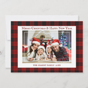 Classic Red Tartan Christmas Family Photo Holiday Card