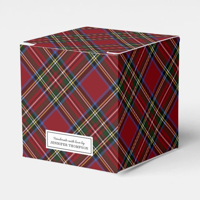 Classic Red Tartan Holiday Favour Box (Front Side)