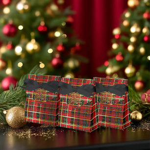 Classic Red Tartan 'Merry Christmas' Favor Boxes