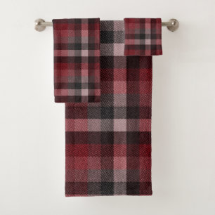Classic red Tartan Plaid.  Bath Towel Set
