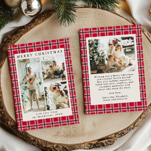 Classic Red Tartan Plaid Christmas Family Photos Holiday Card