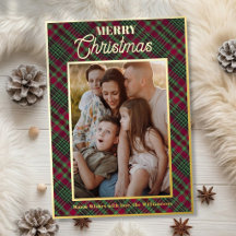 Classic Red Tartan Plaid Family Photo Christmas